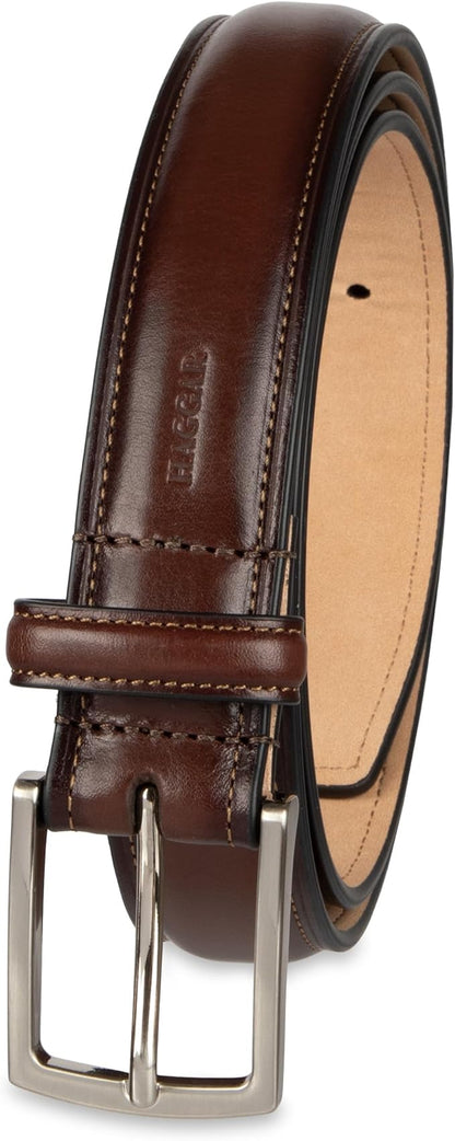 Haggar mens Leather Dress Belt for Suits and Pants - Classic, Formal, Business, Work