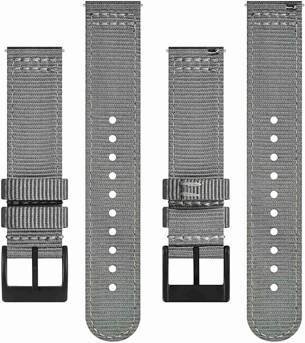 BISONSTRAP Men’s Nylon Watch Bands, Two-Piece Military Watch Straps, Quick Release, Brushed Buckle, Band Width 18mm 19mm 20mm 22mm