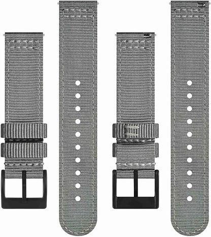 BISONSTRAP Men’s Nylon Watch Bands, Two-Piece Military Watch Straps, Quick Release, Brushed Buckle, Band Width 18mm 19mm 20mm 22mm