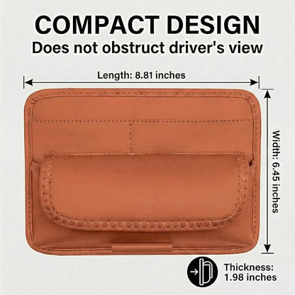 HOLDCY Car Visor Organizer – Sun Visor Storage Pouch Holder for Vehicle Truck SUV, PU Leather Auto Interior Accessories for Registration Document, Gas Card & Sunglasses, Universal Fit (Oranger)