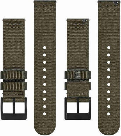 BISONSTRAP Men’s Nylon Watch Bands, Two-Piece Military Watch Straps, Quick Release, Brushed Buckle, Band Width 18mm 19mm 20mm 22mm
