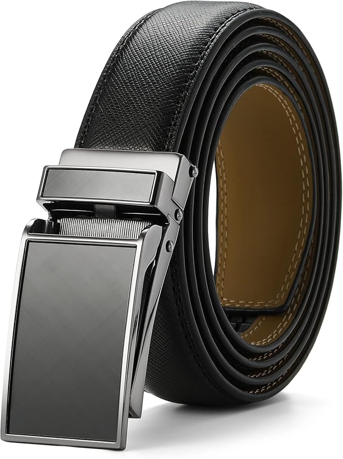Men's Belt, Leather Ratchet Belt For Men's Dress 3.0cm,1 1/8" Size Adjusted Automatic Buckle