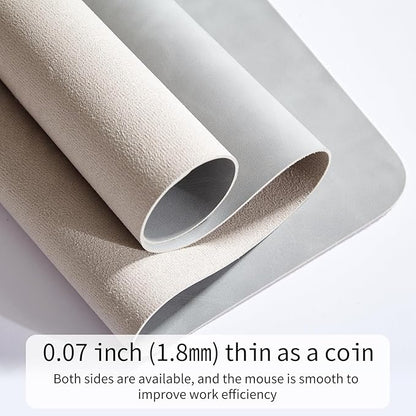 Desk Pad Soft PU Leather Extra Large Mouse Pad Laptop Computer Desk Mat Table Blotter Flat Smooth Waterproof Non-Slip Desktop Protector Writing Pad for Office and Home (Light Grey, 120x43cm)