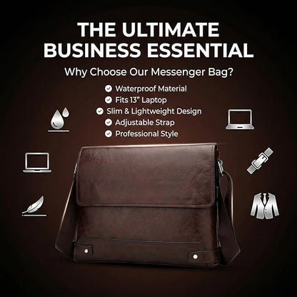 Messenger Bag for Men, 13 inch Purse Crossbody Bag, Waterproof Shoulder Bag for Office Business