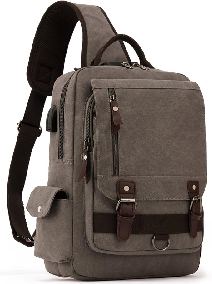 Leaper Retro Crossbody Bag Sling Bag Canvas Messenger Bag for Men Women Shoulder Bag Crossbody Handbags Satchel Travel Bag