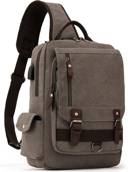 Leaper Retro Crossbody Bag Sling Bag Canvas Messenger Bag for Men Women Shoulder Bag Crossbody Handbags Satchel Travel Bag