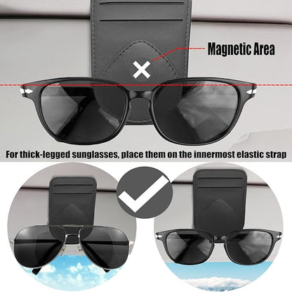 Visor Card Holder for Car Visor, 2 Card Slots Visor Glasses Clip, Strong Magnetic Visor Holder, Visor Accessories for Cars SUV(Gray1Pcs)