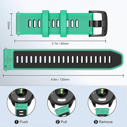 ISABAKE 22mm Watch Band for Gamrin Forerunner 265/Forerunner 255/Vivoactive 4 45mm/Venu 2/Venu 3, Silicone Quick Release Replacement Wristband