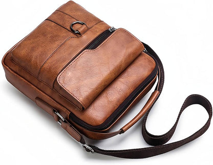 Small Crossbody Bag, Mens Shoulder Bag, Vintage leather Bag Office Business for Men, Handbag Purse Zipper