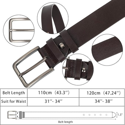 INOGIH Men's Dress Belt - Genuine Leather - Pin-Buckle - Classic Waist Belt for Daily Life