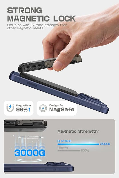 SUPCASE for MagSafe Wallet with Stand, Magnetic Wallet for Men, [Hold 5 Cards] [Adjustable Stand] [RFID Blocking] Phone Credit Card Holder Tripod for iPhone 17/16/15/14/13/12 Series, Black