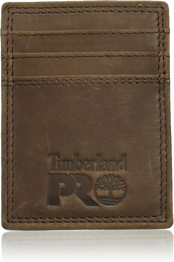 Timberland PRO Men's Leather Front Pocket Wallet with Money Clip Accessory