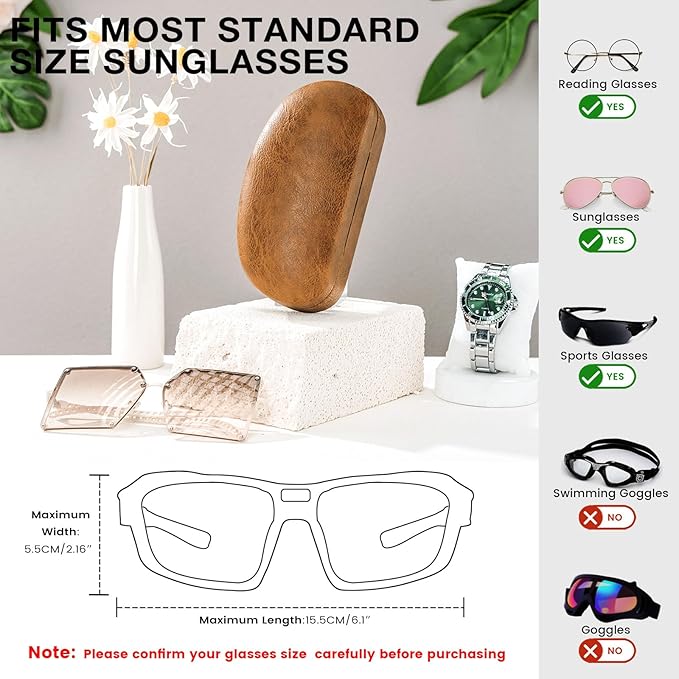 molshine Hard Shell Sunglasses Case,Classic Large Glasses Case for Sunglass, Eyeglasses with Cleaning Cloth, Pocket