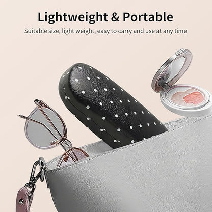 Glasses Case Hard, Cute Sunglasses Case for Women Leather Protective Case for Eyeglass with Cleaning Cloth