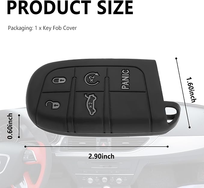 5 Buttons Key Fob Cover,Key Fob Replacement for Protecting Remote Keys,Keys Fob Case Compatible with Jeep Dodge Chrysler (Gray)