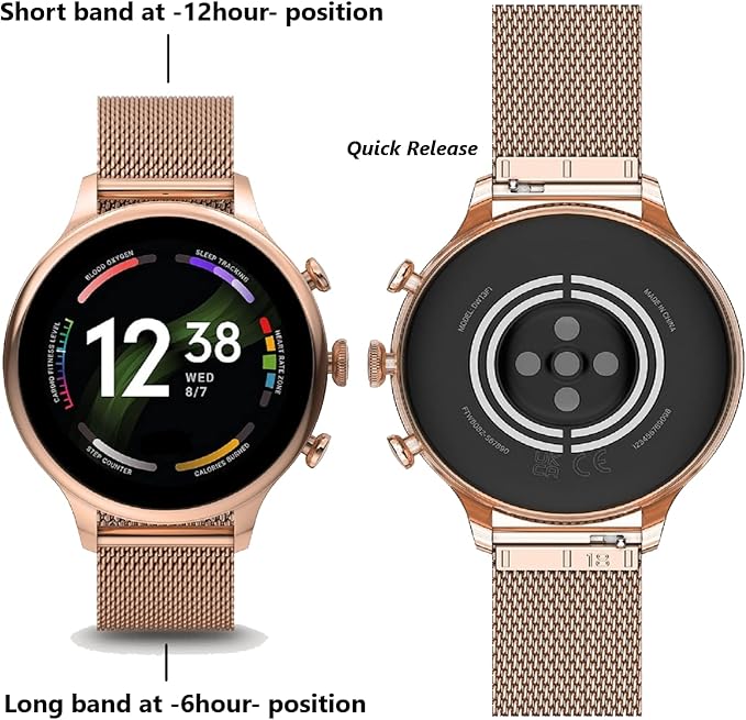 Moran Stainless Steel Mesh Watch Band 20mm Quick Release Rose Gold Replacement Metal Strap 18mm 20mm 22mm Compatible for Samsung Galaxy Watch 6 Band Classic 43mm 47mm 40mm 44mm (Rose Gold, 20mm)