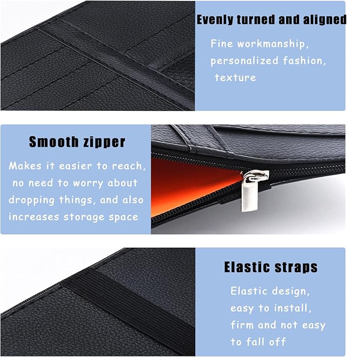 Car Sun Visor Organizer, Car Visor Organizer Visor Storage Organizer with Pockets Car Visor Storage Pouch Truck Sunvisor Organizer for Men Women(Black)