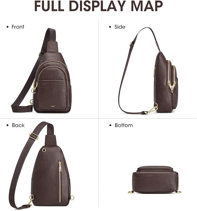 Kattee Sling Bag for Women, Leather Fanny Packs Crossbody Purse, Small Chest Bag for Travel with RFID Blocking