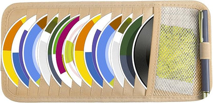 Molain CD Case Holder for Car, DVD Vehicle Sun Visor Organizer for Cars Large Capacity CD Visor Case Car with 12 DVD Storage Sleeves 1 Mesh Pocket 1 Pen Holder and Elastic Strap(Khaki)
