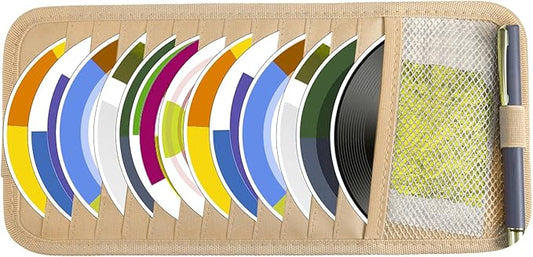Molain CD Case Holder for Car, DVD Vehicle Sun Visor Organizer for Cars Large Capacity CD Visor Case Car with 12 DVD Storage Sleeves 1 Mesh Pocket 1 Pen Holder and Elastic Strap(Khaki)
