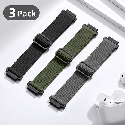 DaQin 3 Pack Nylon Watch Bands Compatible with 16mm 18mm 20mm 22mm Quick Release Watch Band, Adjustable Soft Stretchy Solo Loop Strap Elastic Braided Relacement Wristband for Men Women