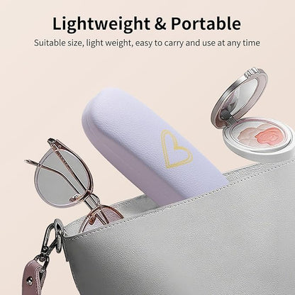 Glasses Case Hard Shell, Leather Protective Case for Sunglasses with Cleaning Cloth, Cute Eyeglass Cases for Women