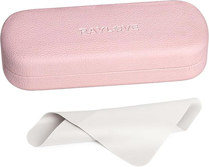 RayLove Glasses Case Hard Shell Eyeglass Case with Cleaning Cloth, PU Leather Protective Eye Glass Cases Fits Most Sunglasses