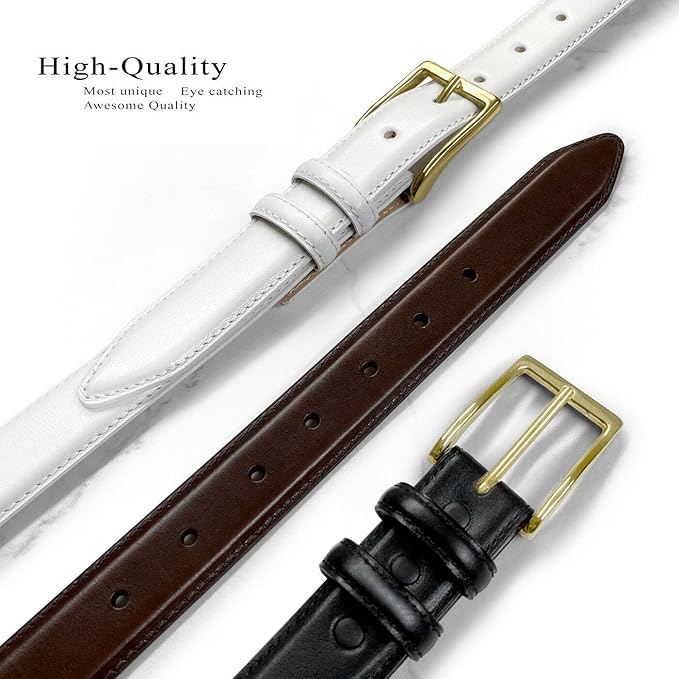 Adam Gold Men's Genuine Full-Grain Cowhide Leather Dress Belt 1-1/8"(30mm) Wide Polished Buckle