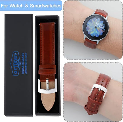 OTTOODY Leather Watch Bands Quick Release, Elegant Top Grain Leather Watch Straps for Men & Women, Choice of Color & Width - 18mm, 19mm, 20mm, 21mm or 22mm Wristbands Bracelet for Watch & Smartwatch