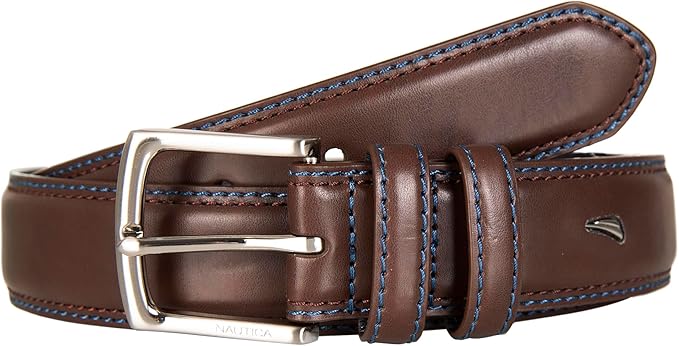 Nautica Men's Dress Leather Belt for Suits and Pants | Classic | Business | Fashion | Adjustable | Metal Buckle
