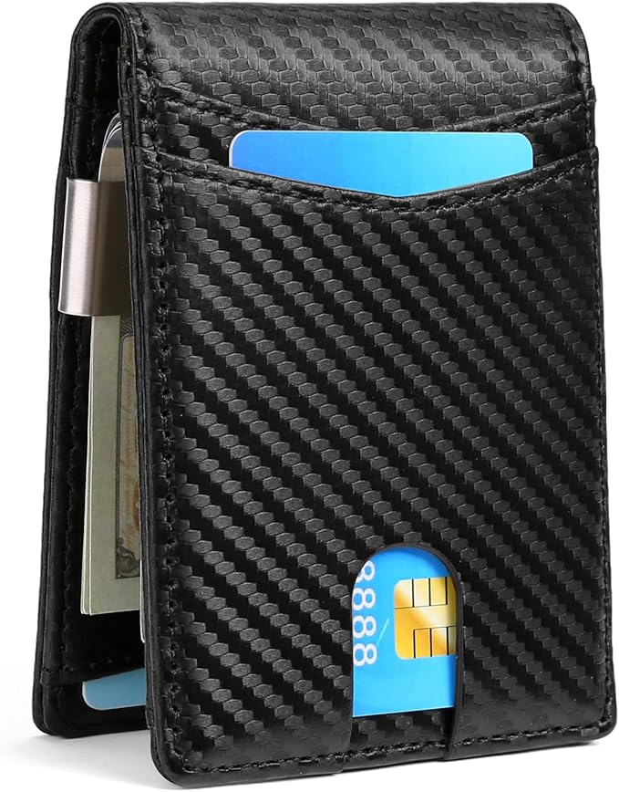 Slim Wallet for Men Bifold RFID Blocking Front Pockets Wallet Credit Card Holder Minimalist Leather Money Clip Mens Wallet with 12 card Slots