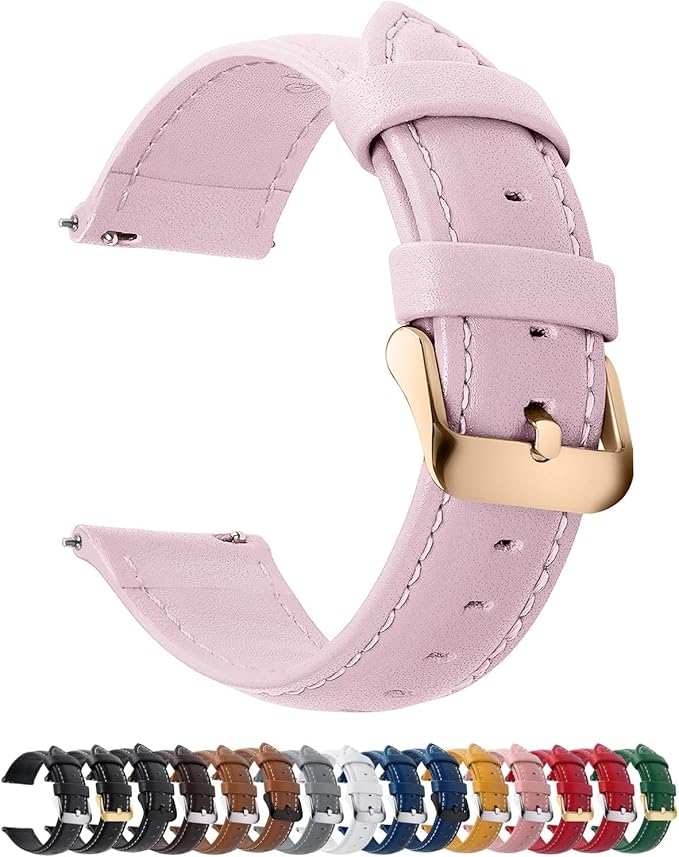Fullmosa Watch Band, Quick Release Leather Watch Strap for Men Women, Replacement Bands Width 12mm 14mm 16mm 18mm 19mm 20mm 21mm 22mm 24mm