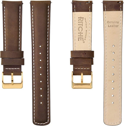 Ritche Christmas Gift Quick Release Leather Watch Bands Genuine Watch Straps for Men Women Top Grain Leather Watch Strap, White Elephant Gifts, Stocking Stuffers for Men, Father's Day gifts