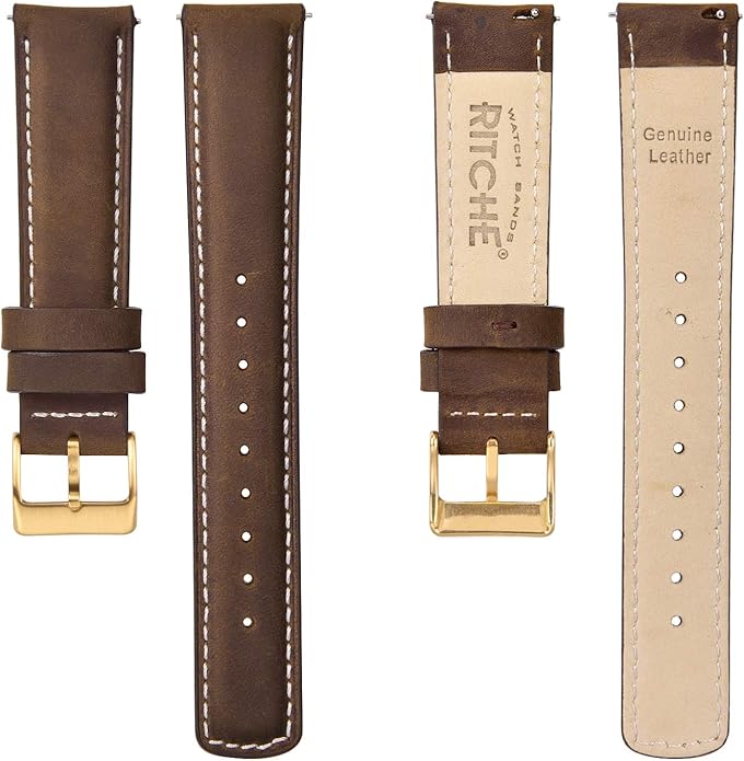 Ritche Christmas Gift Quick Release Leather Watch Bands Genuine Watch Straps for Men Women Top Grain Leather Watch Strap, White Elephant Gifts, Stocking Stuffers for Men, Father's Day gifts