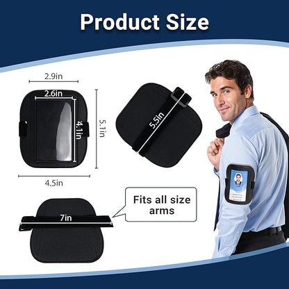 Yuoyar 3 Pcs Leather ID Arm Badge Holder - Adjustable Badge Holder Armband for Women Men - Wrist ID Badge Holder