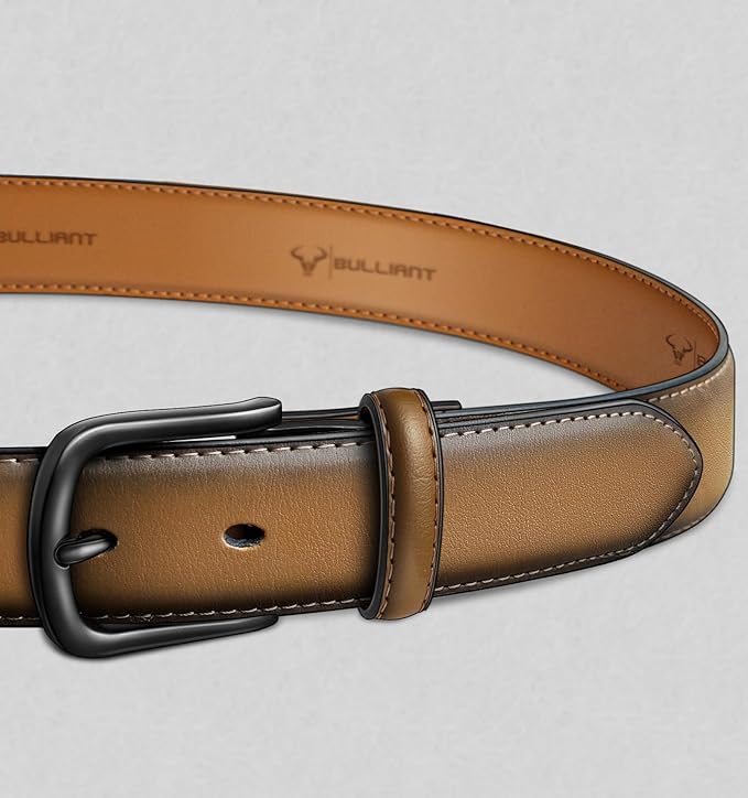 BULLIANT Men Belt-Leather Belt 7 Holes Comfortable for Men Dress Casual Jeans 1 3/8"
