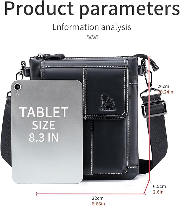 Men's Genuine Leather Crossbody Bag - Spacious & Functional & Durable Daily Use