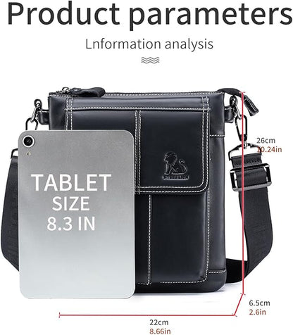 Men's Genuine Leather Crossbody Bag - Spacious & Functional & Durable Daily Use