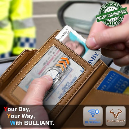 BULLIANT Men Wallet Gift Boxed,Slim Front Pocket Wallet Money Clip Card Holder 3.8"x2.7",Pop-up Access
