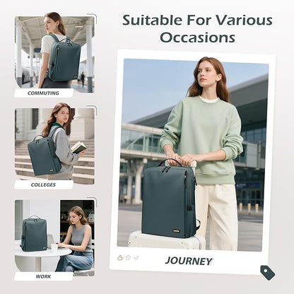 GOLF SUPAGS Stylish Laptop Backpack for Women Airline Approved Perfect for Work College and Travel Multi-Functional Casual Daypack Fits 15.6 Inch Notebook (Atrovirens)