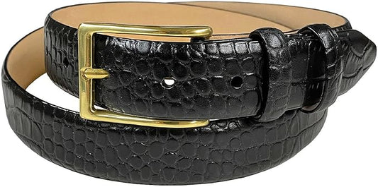 Adam Gold Men's Genuine Full-Grain Cowhide Leather Dress Belt 1-1/8"(30mm) Wide Polished Buckle