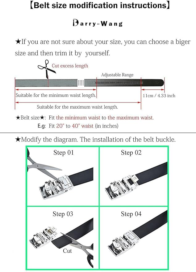 Barry.Wang Mens Belts Leather Ratchet Automatic Buckle Slide Click 1 3/8" Designer Dress Fashion Classic Casual Work Business