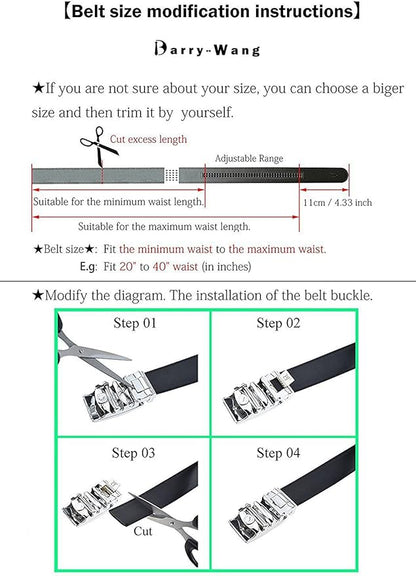 Barry.Wang Mens Belts Leather Ratchet Automatic Buckle Slide Click 1 3/8" Designer Dress Fashion Classic Casual Work Business