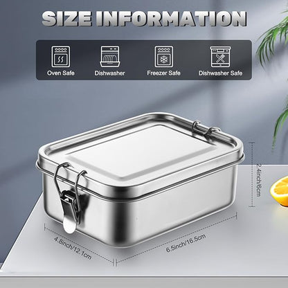 Umigy 8 Pcs Stainless Steel Food Containers 850ml Metal Bento Lunch Box Stainless Steel Food Storage Containers, Lockable Clips to Leak Proof, Reusable Dishwasher Snack Boxes for Work
