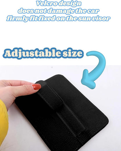Artificial Leather Car Sun Visor Storage Glasses Organizer Bills Wallet Holder Ticket Credit Card Clips Auto-Interior Visor Accessories(Black)