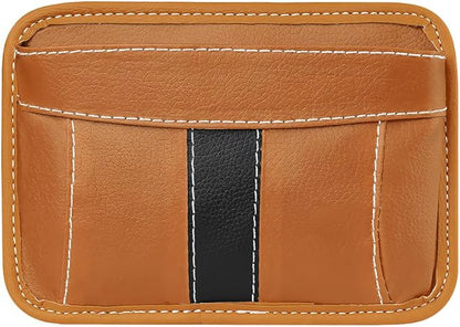 Car Seat Side Pocket Organizer, Leather Vehicle Seat Gap Filler Organizer, Automotive Console Side Cell Phone & Sunglasses Holder Storage Bag, Universal for SUV Automobile Truck (Brown)