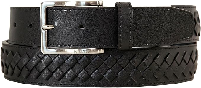Nautica Men's Dress Leather Belt for Suits and Pants | Classic | Business | Fashion | Adjustable | Metal Buckle