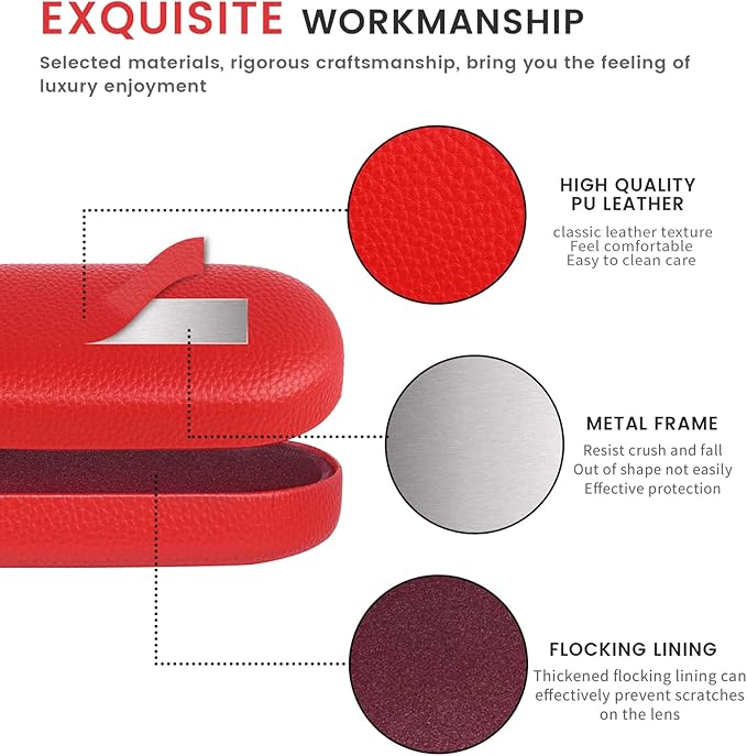 molshine Hard Shell Leather Sunglasses Case,Classic Large Glasses Case for Women Men,Sunglass Eyeglasses