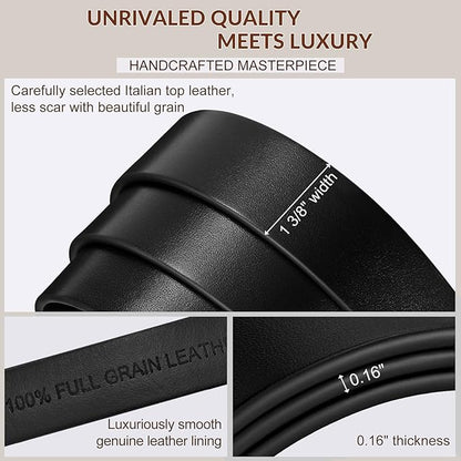 Mens Leather Belt, Ratchet Belts for Men Full Grain Leather Handmade, 100% Italian Top Genuine Leather Dress Belt