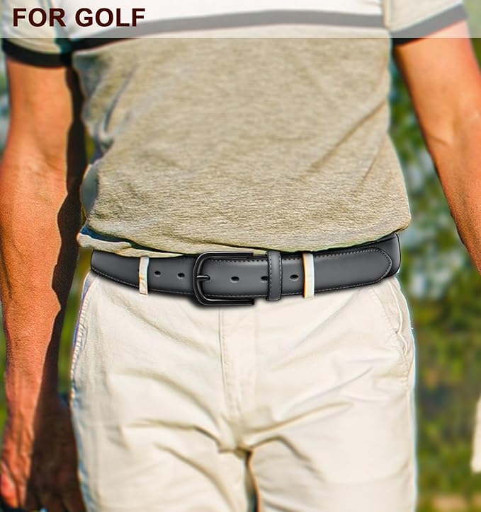 BULLIANT Men Belt-Leather Belt 7 Holes Comfortable for Men Dress Casual Jeans 1 3/8"